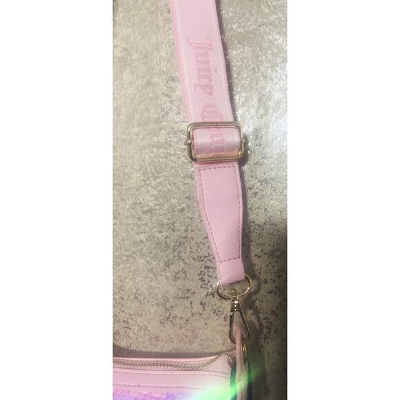 NWT Juicy Couture Blank Canvas Crossbody Purse Bag Lt Pink Iridescent Sequins - Picture 7 of 10